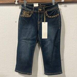 Sexy Couture Women Jeans Style Pull Up Casual Capri Pants Pockets Size 1 (1463)